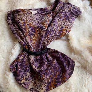 Banana Republic Purple Animal Pattern One Shoulder Blouse